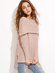 The Shoulder High Low Foldover Sweater The Shoulder High Low Foldover Sweater