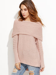 The Shoulder High Low Foldover Sweater The Shoulder High Low Foldover Sweater