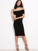 Black Off The Shoulder Pencil Dress With Choker - papaya-fashion Black Off The Shoulder Pencil Dress With Choker - papaya-fashion