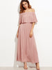 Pink Off The Shoulder Layered Ruffle Dress - papaya-fashion Pink Off The Shoulder Layered Ruffle Dress - papaya-fashion