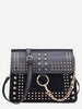 Black Studded Flap Crossbody Bag - papaya-fashion Black Studded Flap Crossbody Bag - papaya-fashion