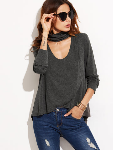 Choker Neck Overlap T-shirt