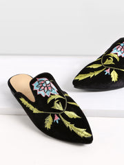Floral Embroidered Velvet Loafer Slippers Floral Embroidered Velvet Loafer Slippers