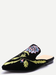 Floral Embroidered Velvet Loafer Slippers Floral Embroidered Velvet Loafer Slippers