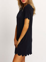 Black Scalloped Hem Keyhole Dress Black Scalloped Hem Keyhole Dress