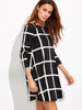 Black Grid Long Sleeve Swing Dress - papaya-fashion Black Grid Long Sleeve Swing Dress - papaya-fashion