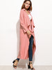 Pink Waterfall Collar Duster Coat - papaya-fashion Pink Waterfall Collar Duster Coat - papaya-fashion