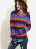 Multicolor Stripe Cable-knit Long Sleeve Sweater - papaya-fashion Multicolor Stripe Cable-knit Long Sleeve Sweater - papaya-fashion