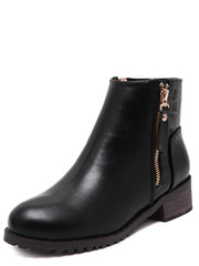 Faux Leather Croc Embellished Ankle Booties Faux Leather Croc Embellished Ankle Booties