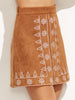 Camel Suede Embroidered A Line Skirt - papaya-fashion Camel Suede Embroidered A Line Skirt - papaya-fashion