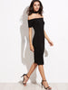 Black Off The Shoulder Pencil Dress With Choker - papaya-fashion Black Off The Shoulder Pencil Dress With Choker - papaya-fashion