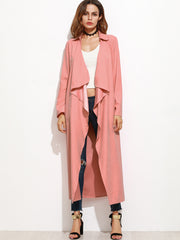 Pink Waterfall Collar Duster Coat Pink Waterfall Collar Duster Coat