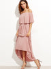 Pink Off The Shoulder Layered Ruffle Dress - papaya-fashion Pink Off The Shoulder Layered Ruffle Dress - papaya-fashion