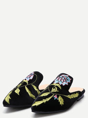 Floral Embroidered Velvet Loafer Slippers Floral Embroidered Velvet Loafer Slippers