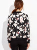 Black Flower Print Zip Up Bomber Jacket - papaya-fashion Black Flower Print Zip Up Bomber Jacket - papaya-fashion