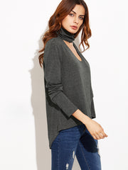 Choker Neck Overlap T-shirt Choker Neck Overlap T-shirt