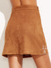 Camel Suede Embroidered A Line Skirt - papaya-fashion Camel Suede Embroidered A Line Skirt - papaya-fashion