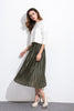 Army Green Elastic Waist Pleated Skirt - papaya-fashion Army Green Elastic Waist Pleated Skirt - papaya-fashion