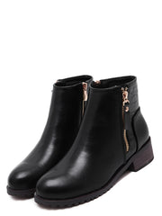 Faux Leather Croc Embellished Ankle Booties Faux Leather Croc Embellished Ankle Booties