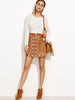 Camel Suede Embroidered A Line Skirt - papaya-fashion Camel Suede Embroidered A Line Skirt - papaya-fashion