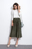 Army Green Elastic Waist Pleated Skirt - papaya-fashion Army Green Elastic Waist Pleated Skirt - papaya-fashion