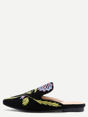 Floral Embroidered Velvet Loafer Slippers Floral Embroidered Velvet Loafer Slippers