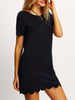 Black Scalloped Hem Keyhole Dress - papaya-fashion Black Scalloped Hem Keyhole Dress - papaya-fashion