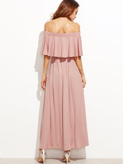 Pink Off The Shoulder Layered Ruffle Dress Pink Off The Shoulder Layered Ruffle Dress