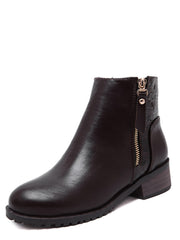 Faux Leather Croc Embellished Ankle Booties Faux Leather Croc Embellished Ankle Booties