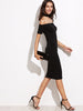 Black Off The Shoulder Pencil Dress With Choker - papaya-fashion Black Off The Shoulder Pencil Dress With Choker - papaya-fashion