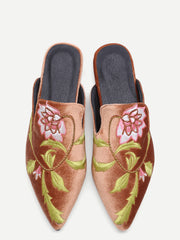 Floral Embroidered Velvet Loafer Slippers Floral Embroidered Velvet Loafer Slippers
