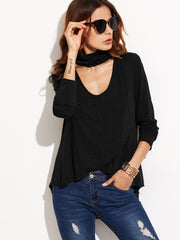Choker Neck Overlap T-shirt Choker Neck Overlap T-shirt