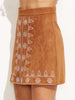 Camel Suede Embroidered A Line Skirt - papaya-fashion Camel Suede Embroidered A Line Skirt - papaya-fashion