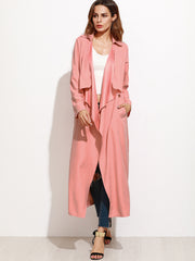 Pink Waterfall Collar Duster Coat Pink Waterfall Collar Duster Coat