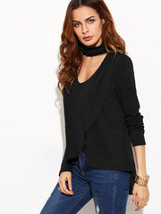 Choker Neck Overlap T-shirt Choker Neck Overlap T-shirt