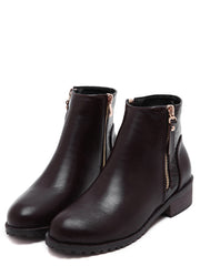 Faux Leather Croc Embellished Ankle Booties Faux Leather Croc Embellished Ankle Booties