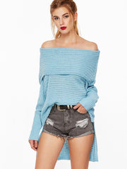 The Shoulder High Low Foldover Sweater The Shoulder High Low Foldover Sweater