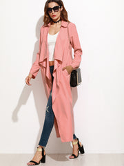 Pink Waterfall Collar Duster Coat Pink Waterfall Collar Duster Coat