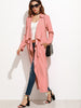 Pink Waterfall Collar Duster Coat - papaya-fashion Pink Waterfall Collar Duster Coat - papaya-fashion