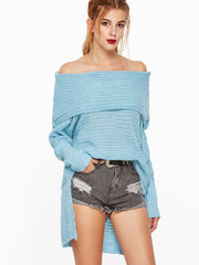 The Shoulder High Low Foldover Sweater The Shoulder High Low Foldover Sweater