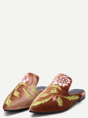 Floral Embroidered Velvet Loafer Slippers Floral Embroidered Velvet Loafer Slippers