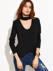 Choker Neck Overlap T-shirt Choker Neck Overlap T-shirt