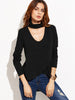 Choker Neck Overlap T-shirt - papaya-fashion Choker Neck Overlap T-shirt - papaya-fashion