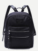 Black Double Zipper Front Nylon Backpack - papaya-fashion