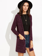 Purple Pockets Long Cardigan