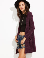 Purple Pockets Long Cardigan