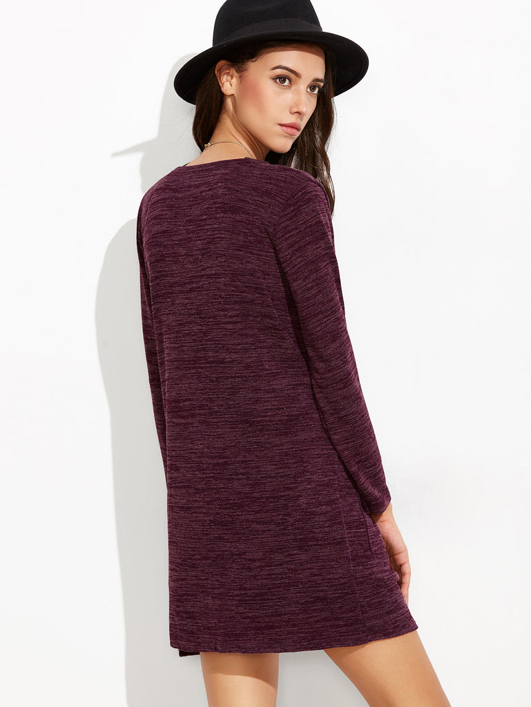 Purple Pockets Long Cardigan