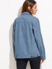 Blue Button Front Pockets Denim Jacket - papaya-fashion