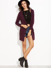 Purple Pockets Long Cardigan