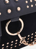 Black Studded Flap Crossbody Bag - papaya-fashion